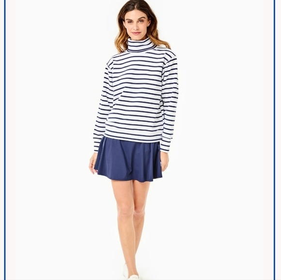 Addison Bay Luxe Terry Lyndon Pullover Sweatshirt Navy Stripe Small - Picture 1 of 10